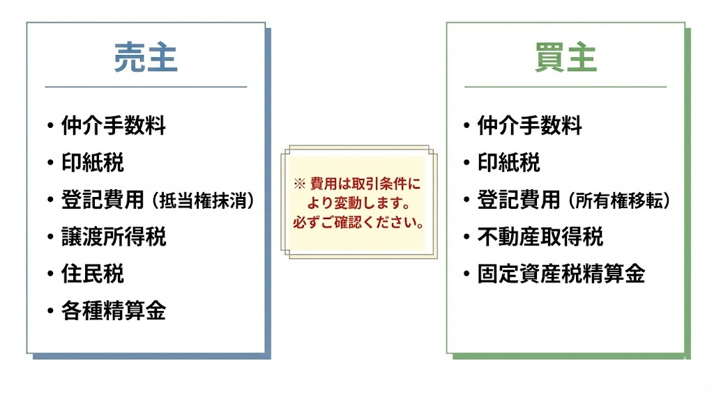 買主が支払う費用との違い