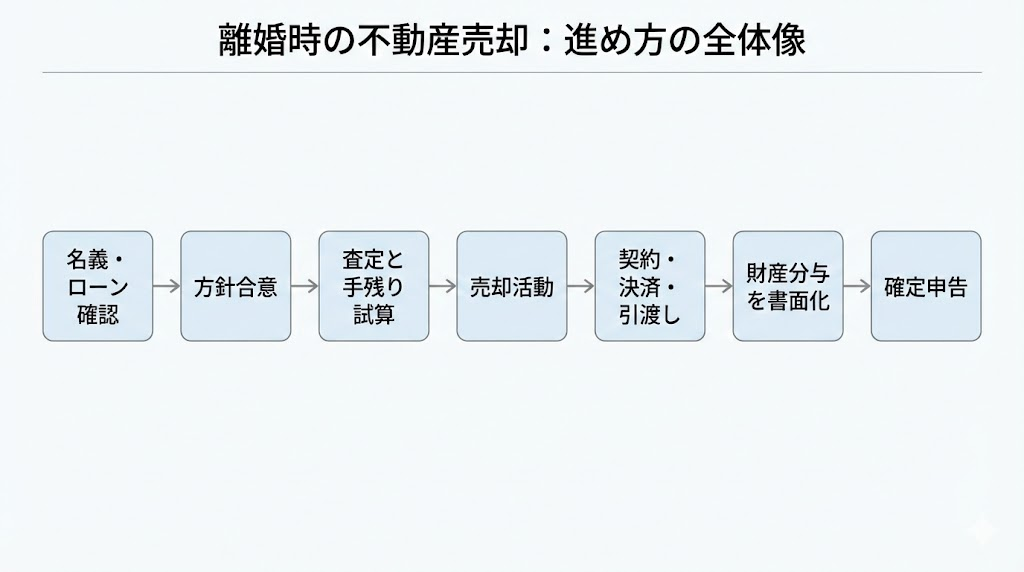 離婚時の不動産売却：進め方の全体像」