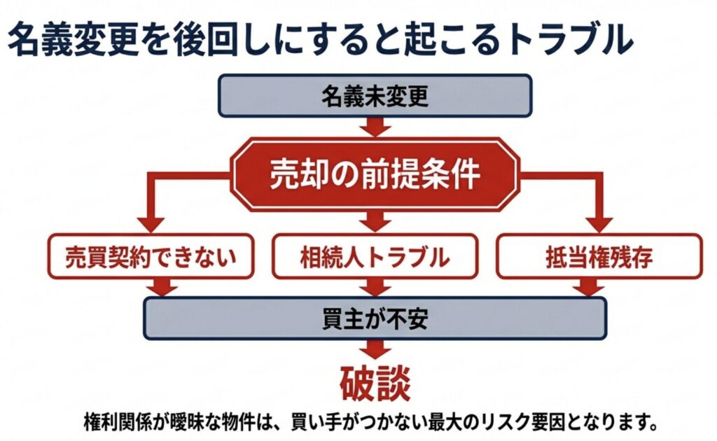 名義変更しないと起こるトラブル図