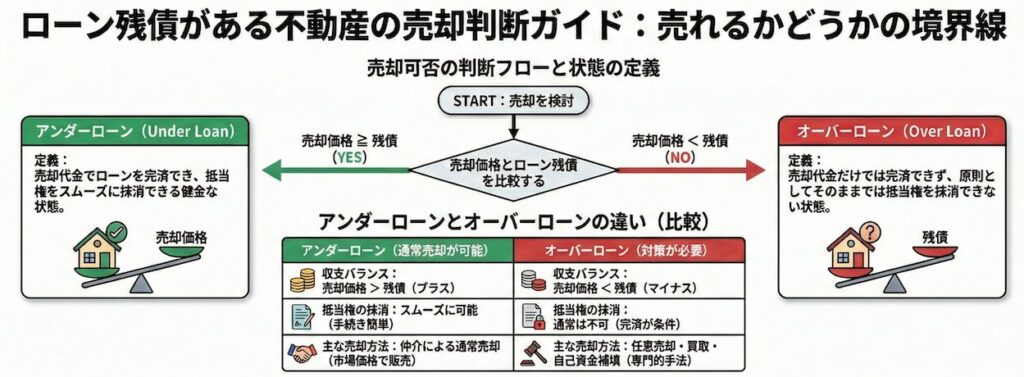 ローン残債がある不動産は売れる？判断フロー図