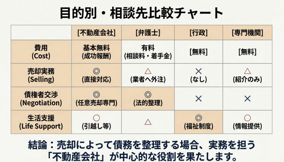 任意売却目的別 相談先比較チャート