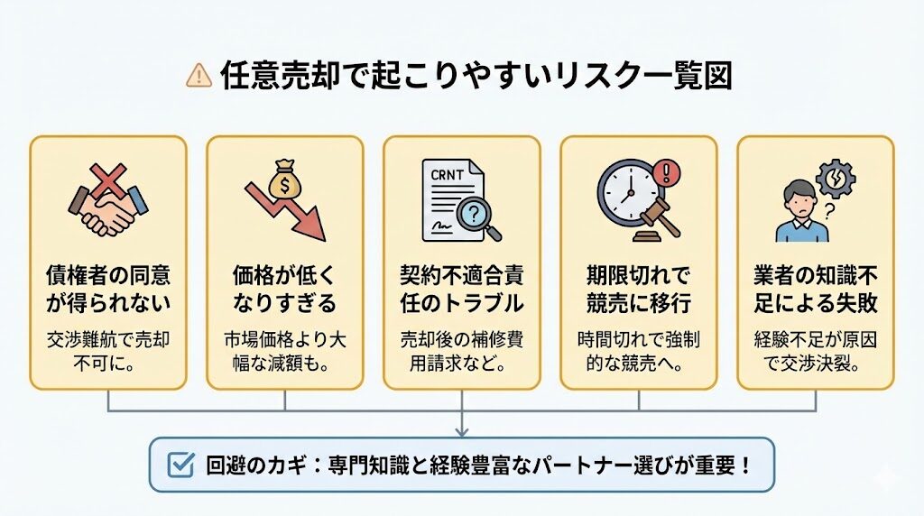 任意売却で起こりやすいリスク一覧図