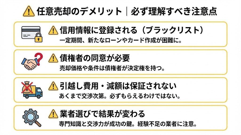 任意売却のデメリット｜必ず理解すべき注意点